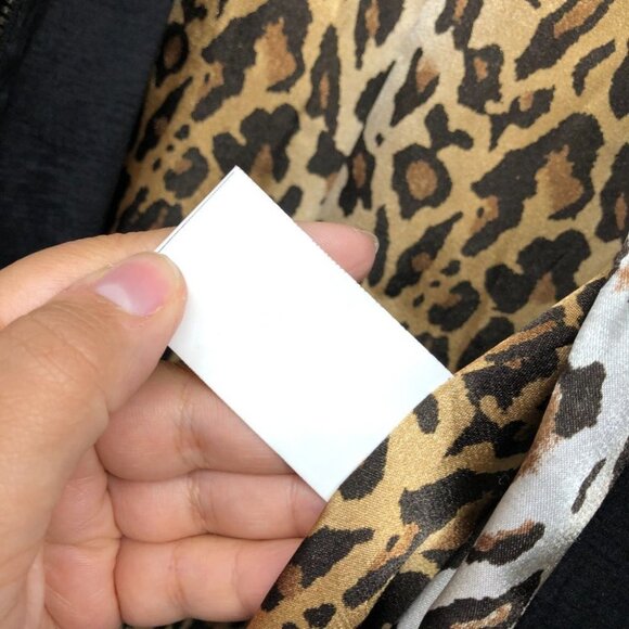 Bella Fare Black Cheetah Print Trim Lining retro slim fit Trench Coat size M - Picture 9 of 13